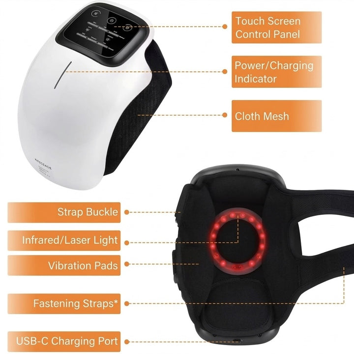 Knee Massager with Heat &amp; Red Light Therapy | Air Compression | USB Rechargeable | Portable