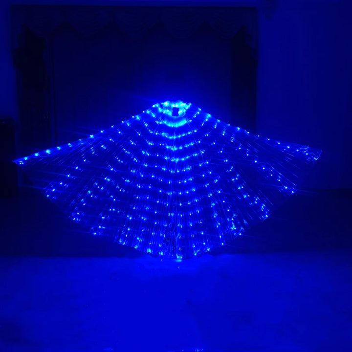 LED Belly Dance Wings for Women | USB Rechargeable Light-Up Costume Prop | Two Hand Sticks &amp; Fiberglass Ribs Included