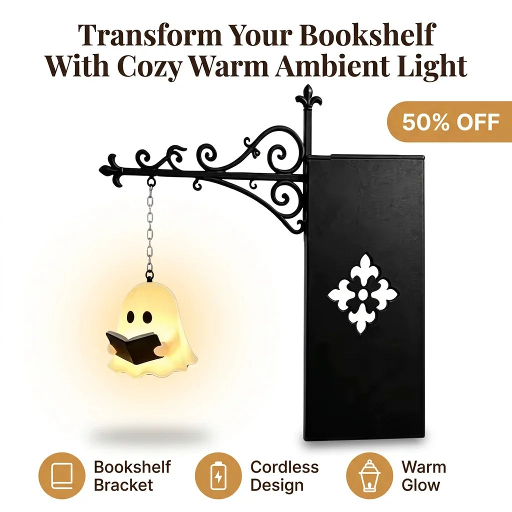LED Bookend Shelf Light Metal | No-Drill Clip-On Design | Warm Ambient Glow for Bookshelves and Reading Corners