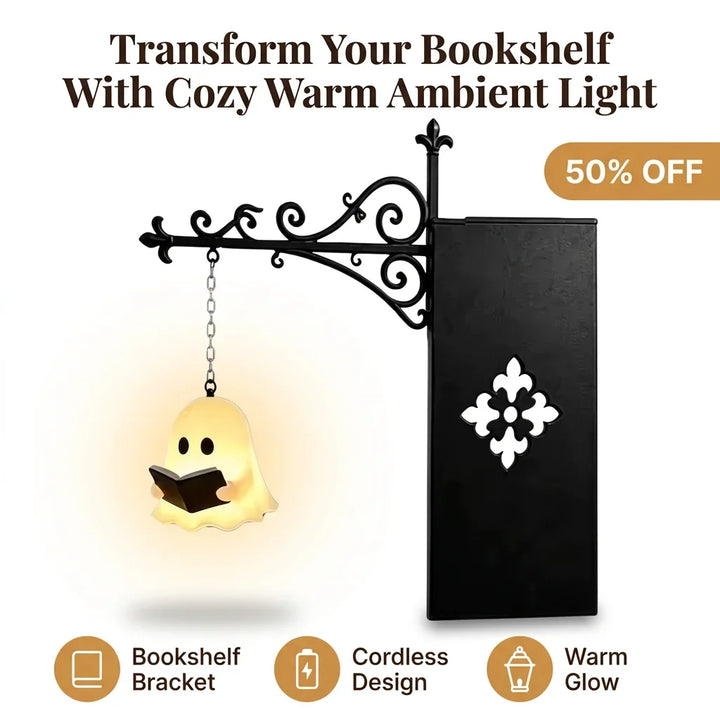 LED Bookend Shelf Light Metal | No-Drill Clip-On Design | Warm Ambient Glow for Bookshelves and Reading Corners