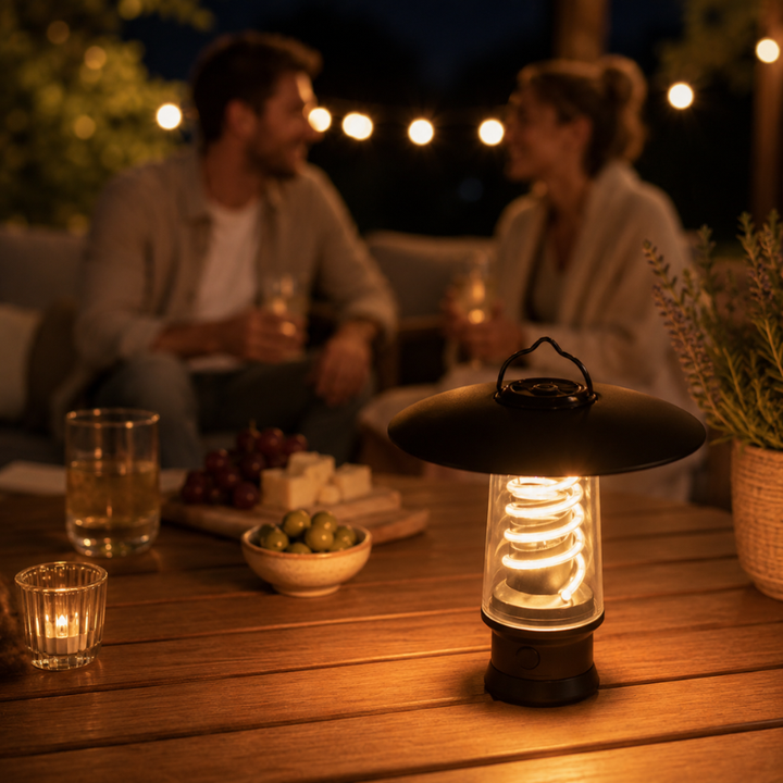 LED Camping Lantern | Folding Tripod Legs, Wide Shade