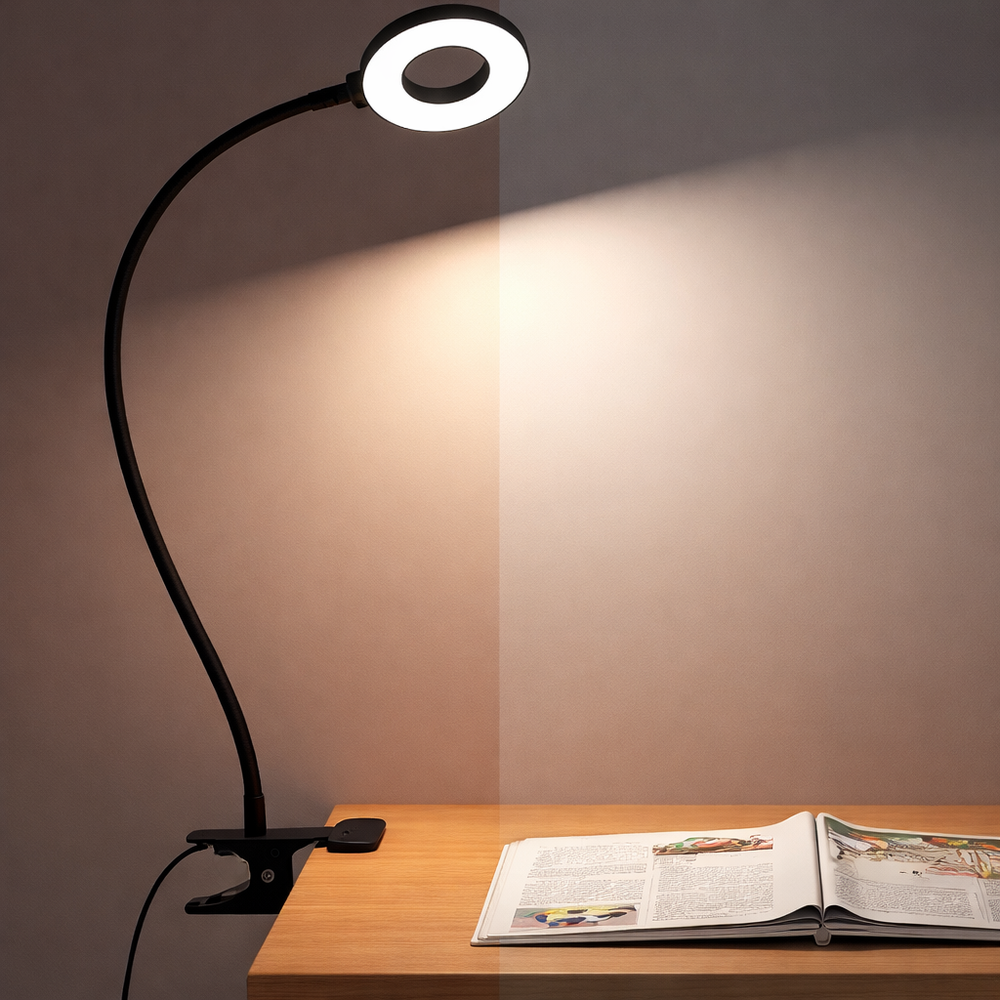LED Clip Desk Lamp Gooseneck Dimmable USB Reading Light