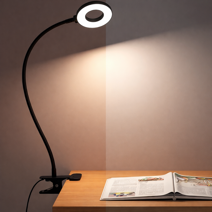 LED Clip Desk Lamp Gooseneck Dimmable USB Reading Light
