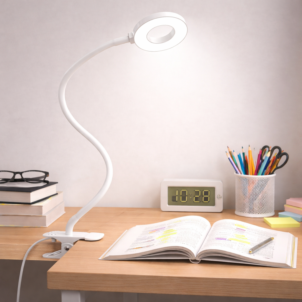 LED Clip Desk Lamp Gooseneck Dimmable USB Reading Light