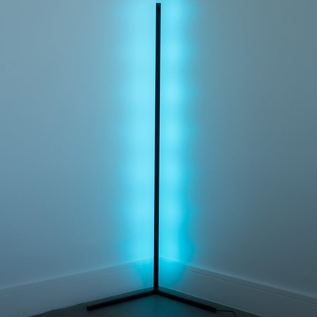 LED Corner Floor Lamp | Colour Changeable | App &amp; Remote Control | 145cm | Black &amp; White