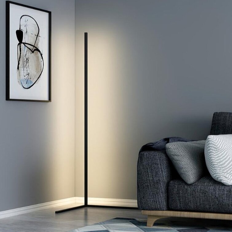 LED Corner Floor Lamp | Colour Changeable | App &amp; Remote Control | 145cm | Black &amp; White