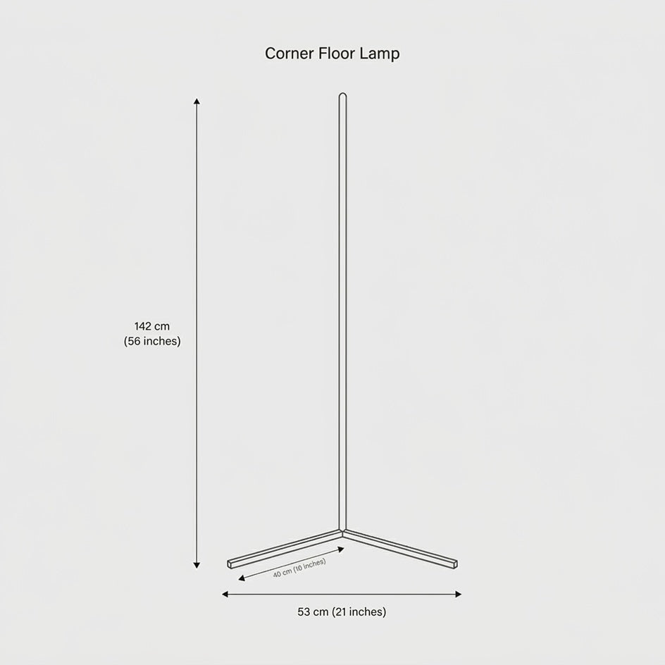 LED Corner Floor Lamp | Colour Changeable | App &amp; Remote Control | 145cm | Black &amp; White