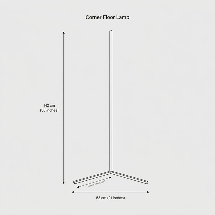 LED Corner Floor Lamp | Colour Changeable | App &amp; Remote Control | 145cm | Black &amp; White
