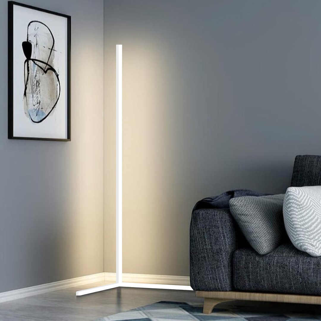 LED Corner Floor Lamp | Colour Changeable | App &amp; Remote Control | 145cm | Black &amp; White