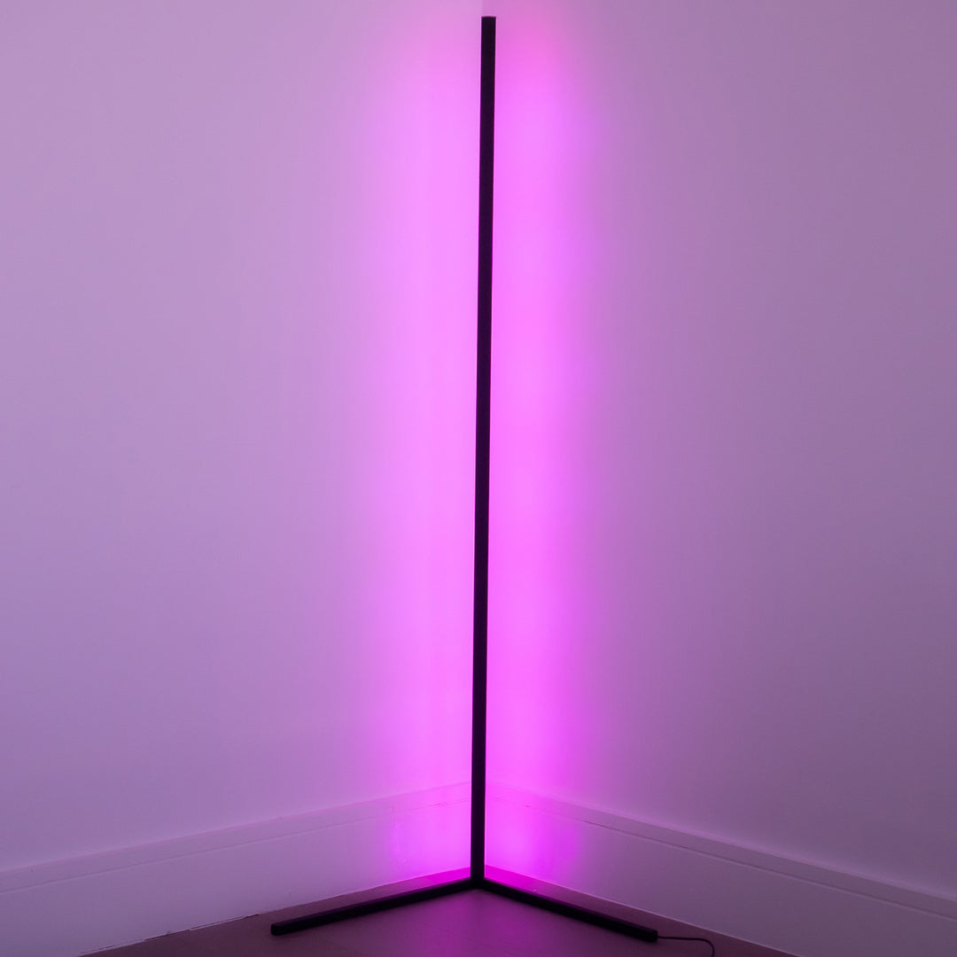 LED Corner Floor Lamp | Colour Changeable | App & Remote Control | 145cm | Black & White