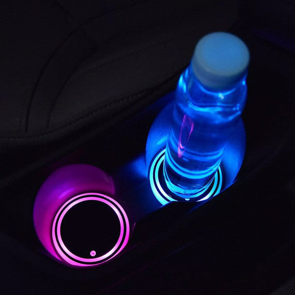 LED Cup Holder Lights | 7-Colour Changing Suction Mount Discs | Waterproof Glow for Cars, Desks & Party Tables