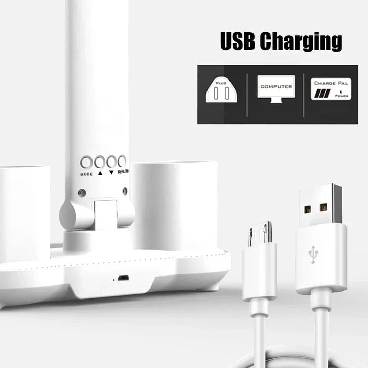 LED Desk Lamp with Digital Display | Touch Control, 3 Colour Temperatures, Stepless Dimming | Foldable with Phone Holder