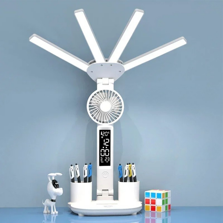 LED Desk Lamp with Digital Display | Touch Control, 3 Colour Temperatures, Stepless Dimming | Foldable with Phone Holder