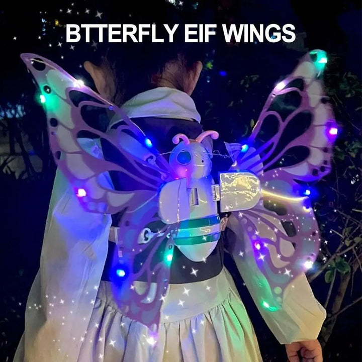 LED Fairy Wings Costume | Light-Up Wings with Adjustable Straps | Glowing Accessory for Halloween, Christmas and Parties