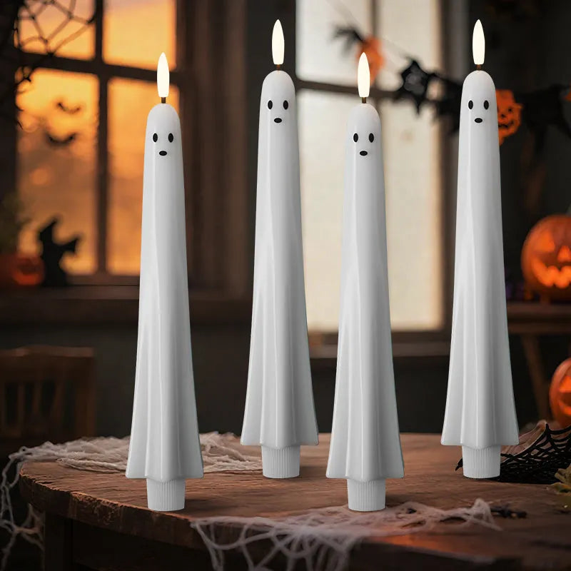 LED Ghost Candles Halloween Decor | Remote Control & Timer Function | Flameless Flicker, Safe for Women's Homes