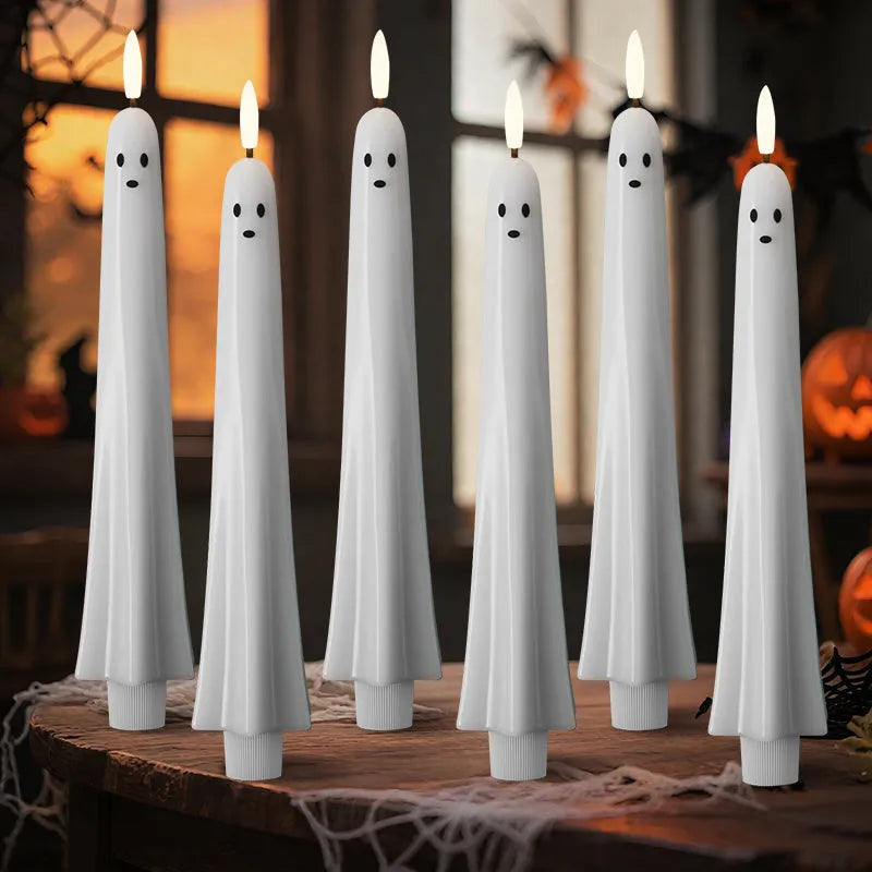 LED Ghost Candles Halloween Decor | Remote Control &amp; Timer Function | Flameless Flicker, Safe for Women&