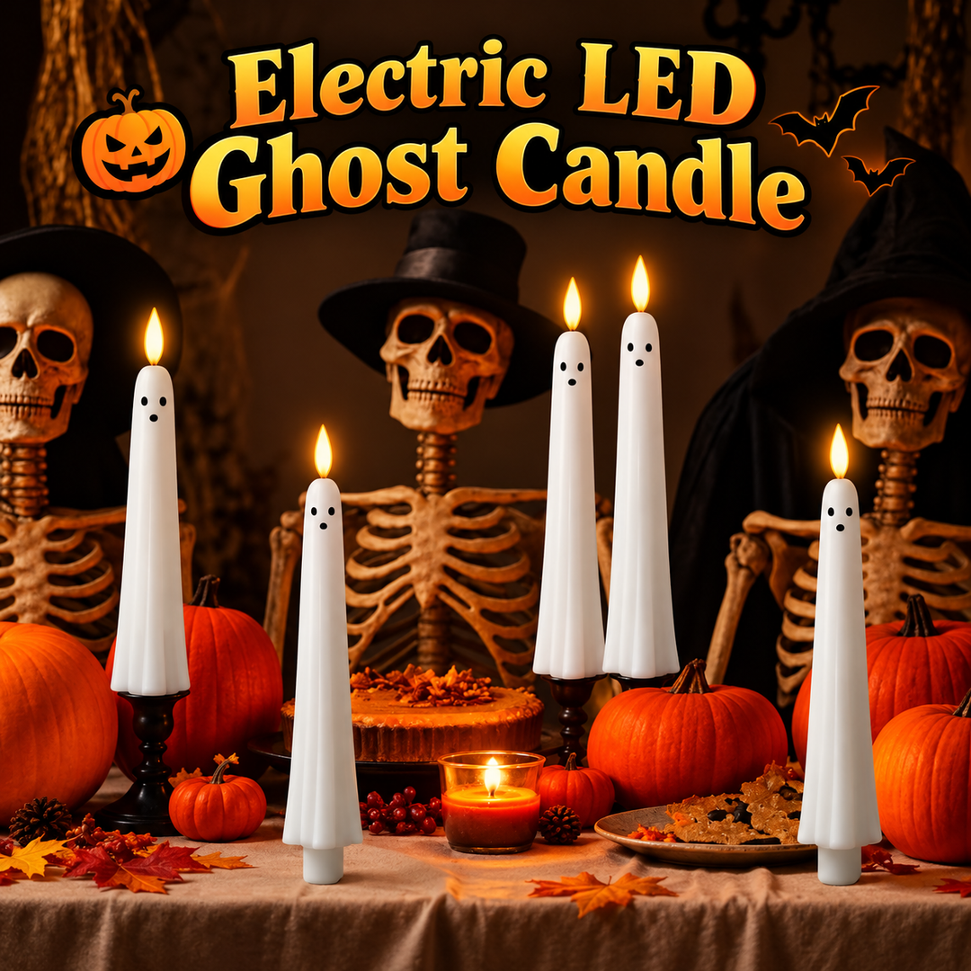 LED Ghost Candles Halloween Decor | Remote Control &amp; Timer Function | Flameless Flicker, Safe for Women&