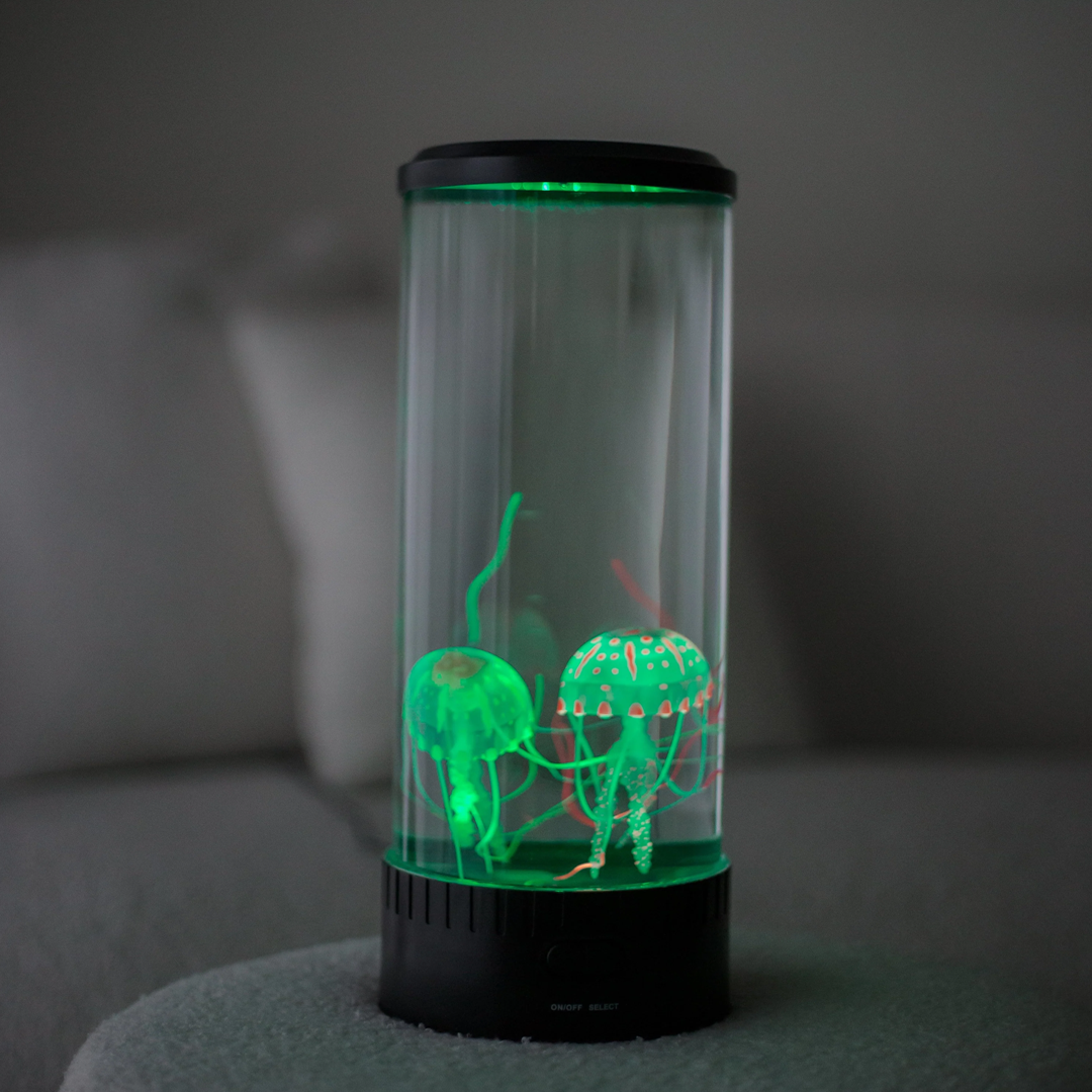 LED Jellyfish Lava Lamp | Colour-Changing Lights with Two Floating Jellyfish | Calming Night Light for Home or Office