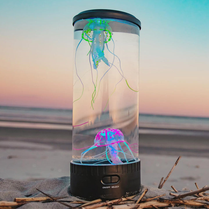 LED Jellyfish Lava Lamp | Colour-Changing Lights with Two Floating Jellyfish | Calming Night Light for Home or Office