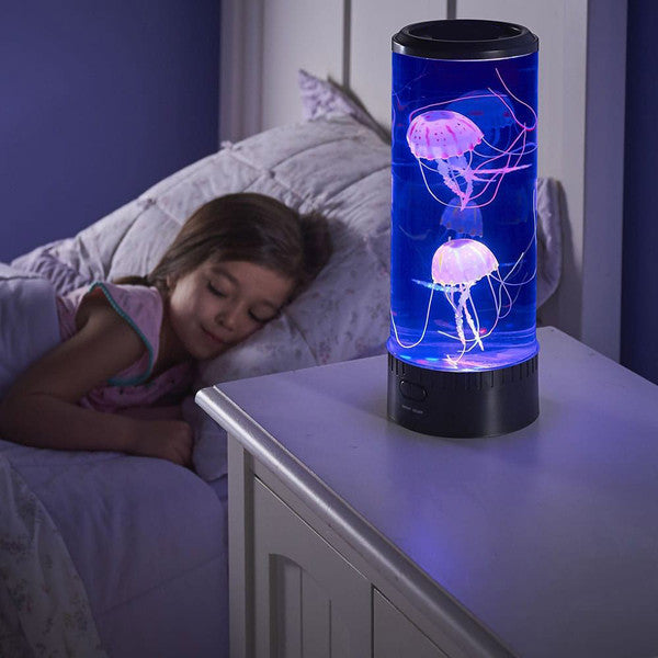 LED Jellyfish Lava Lamp | Colour-Changing Lights with Two Floating Jellyfish | Calming Night Light for Home or Office