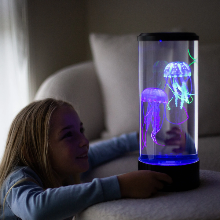 LED Jellyfish Lava Lamp | Colour-Changing Lights with Two Floating Jellyfish | Calming Night Light for Home or Office