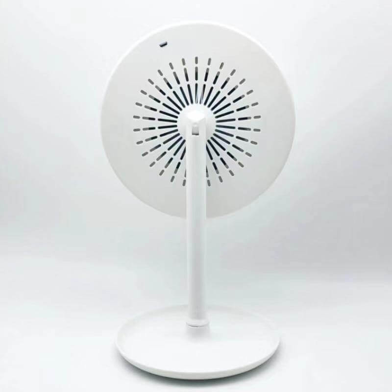 LED Light Makeup Mirror with Cooling Fan | 5X Magnifying Detachable Mirror, USB-Powered | Adjustable Tilt &amp; Suction Cup Base