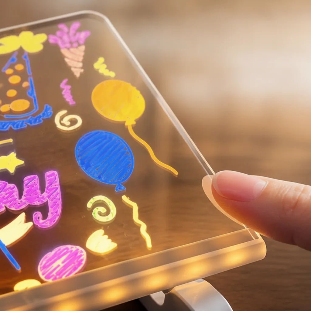 LED Light Sign Board | Acrylic Drawing Board with 7 Neon Pens &amp; USB