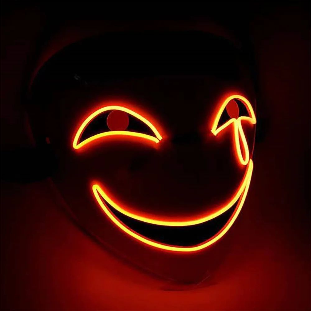 LED Light Up Clown Mask for Halloween Costumes | Glowing Grin Wire Design | ABS Shell, LED Glow, 2 AA Battery Powered