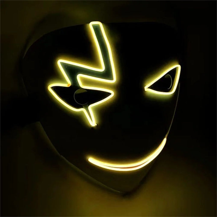 LED Light Up Clown Mask for Halloween Costumes | Glowing Grin Wire Design | ABS Shell, LED Glow, 2 AA Battery Powered