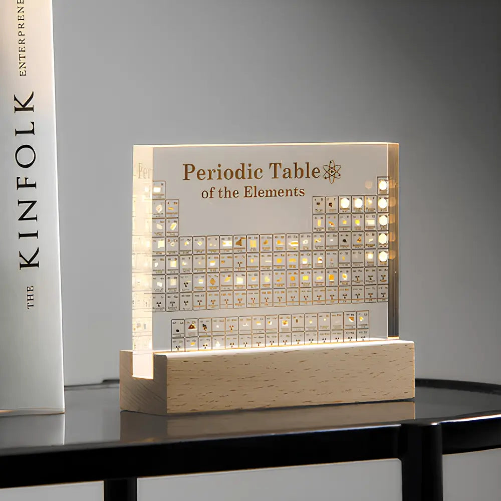 LED-Lit Periodic Table | 83 Real Elements, Warm White Display