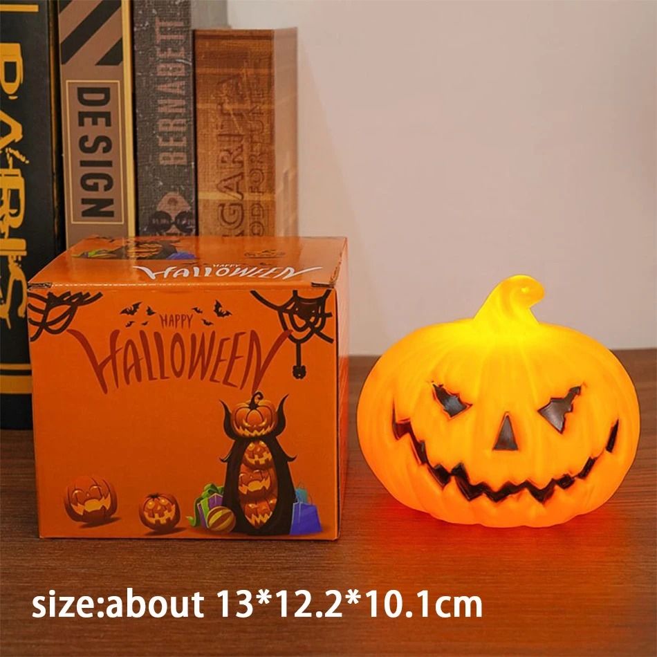 LED Pumpkin Lantern Halloween Decoration | Flameless Battery-Powered Candle Light | Skull or Ghost Face Design