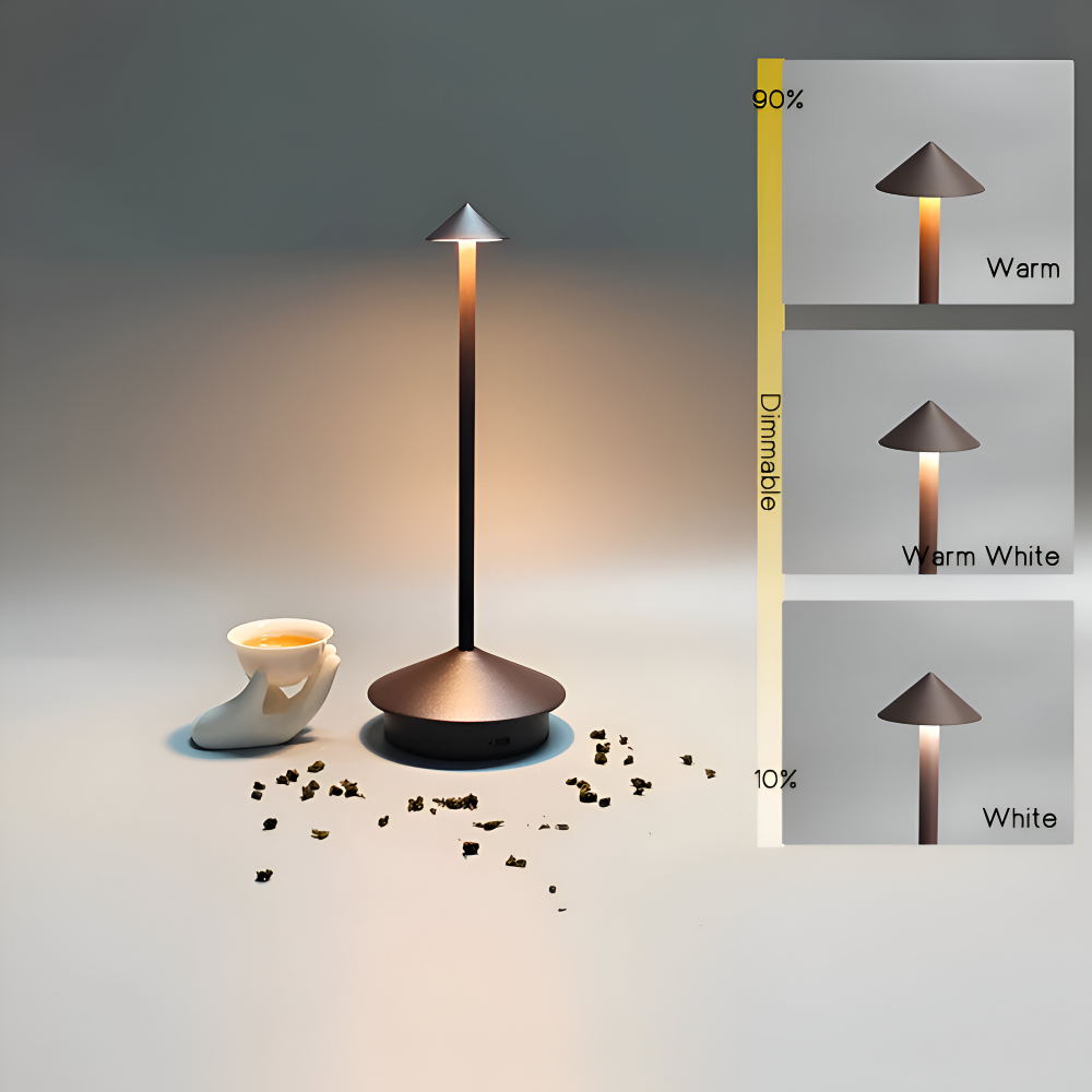 LED Table Lamp ABS and Metal | Three-Colour Dimming, 1800mAh Battery | Portable Cordless Bedside and Desk Light