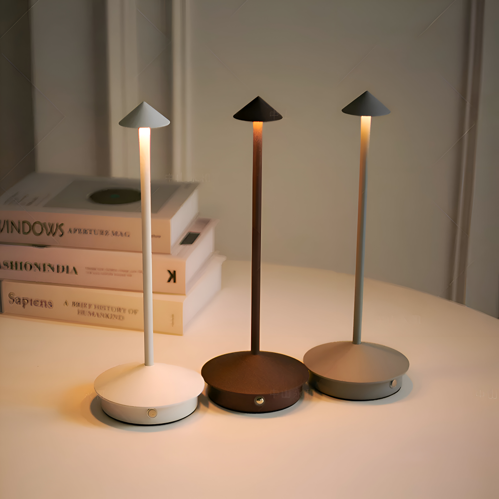 LED Table Lamp ABS and Metal | Three-Colour Dimming, 1800mAh Battery | Portable Cordless Bedside and Desk Light