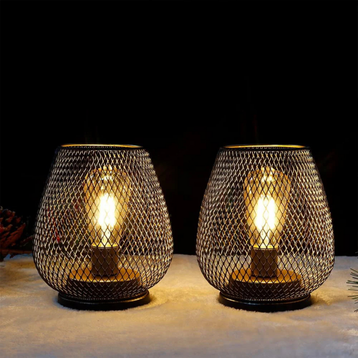 LED Table Lamp Lantern | Wireless Mesh Cage With A Warm Glow