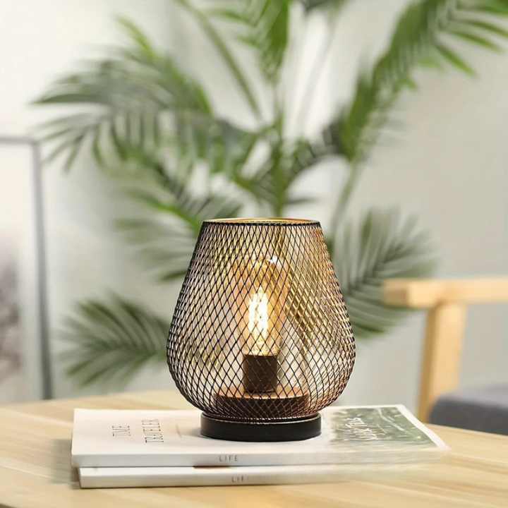 LED Table Lamp Lantern | Wireless Mesh Cage With A Warm Glow