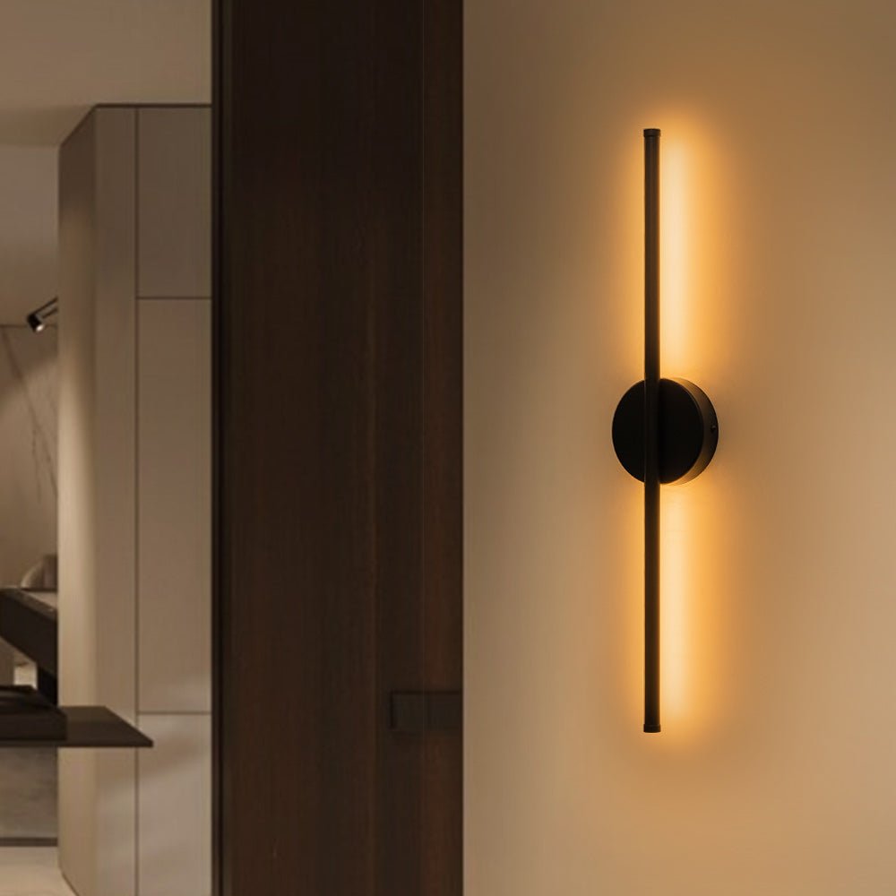 LED Wall Light | Modern Black & Silver | 3000K Warm White | 60cm & 70cm | Indoor