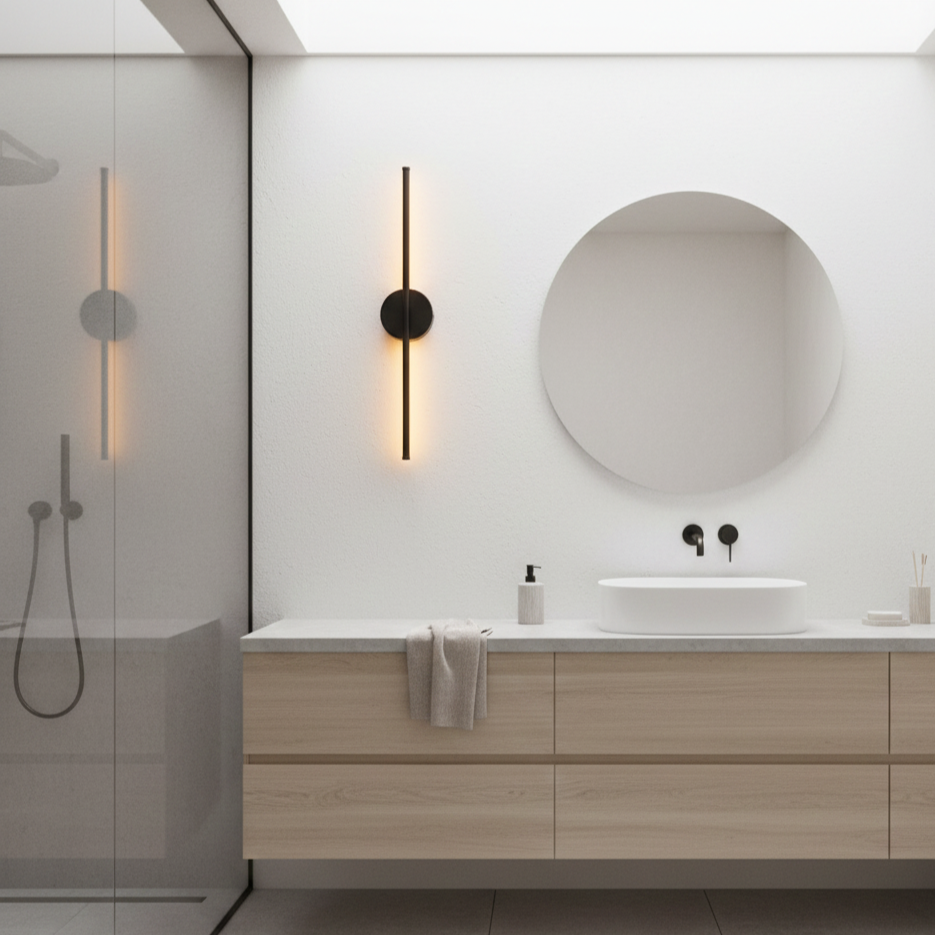 LED Wall Light | Modern Black &amp; Silver | 3000K Warm White | 60cm &amp; 70cm | Indoor