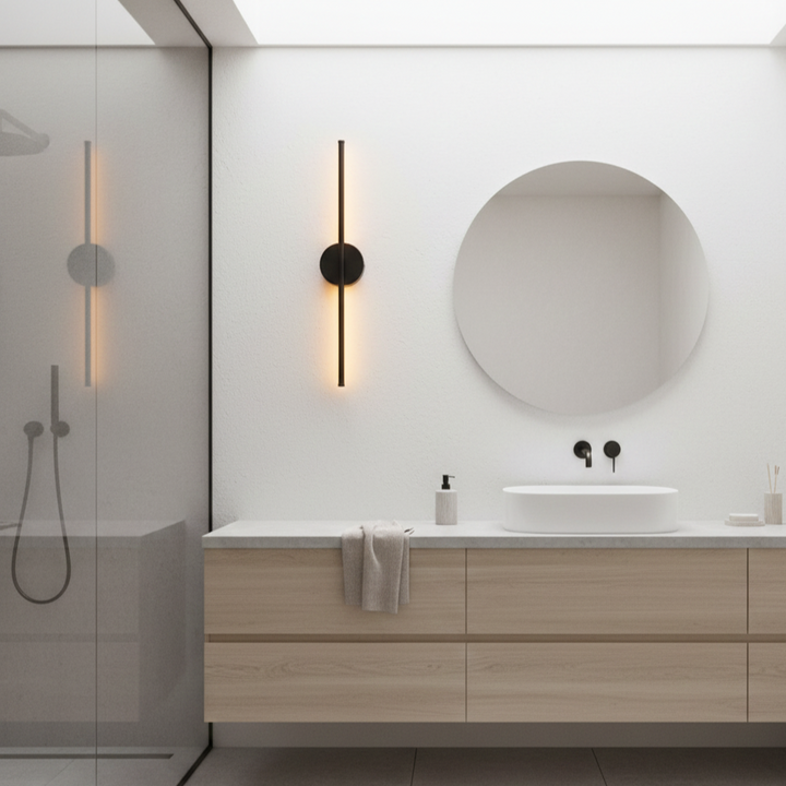 LED Wall Light | Modern Black &amp; Silver | 3000K Warm White | 60cm &amp; 70cm | Indoor
