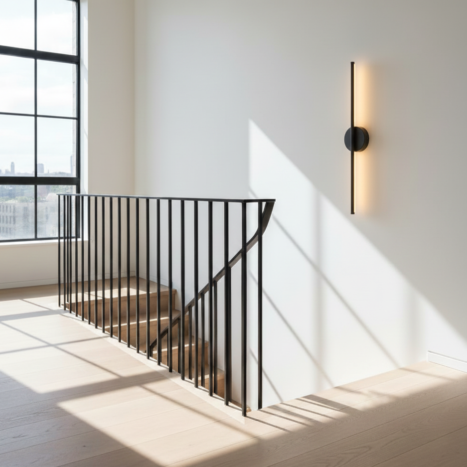 LED Wall Light | Modern Black &amp; Silver | 3000K Warm White | 60cm &amp; 70cm | Indoor