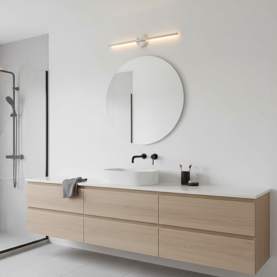 LED Wall Light | Modern Black &amp; Silver | 3000K Warm White | 60cm &amp; 70cm | Indoor