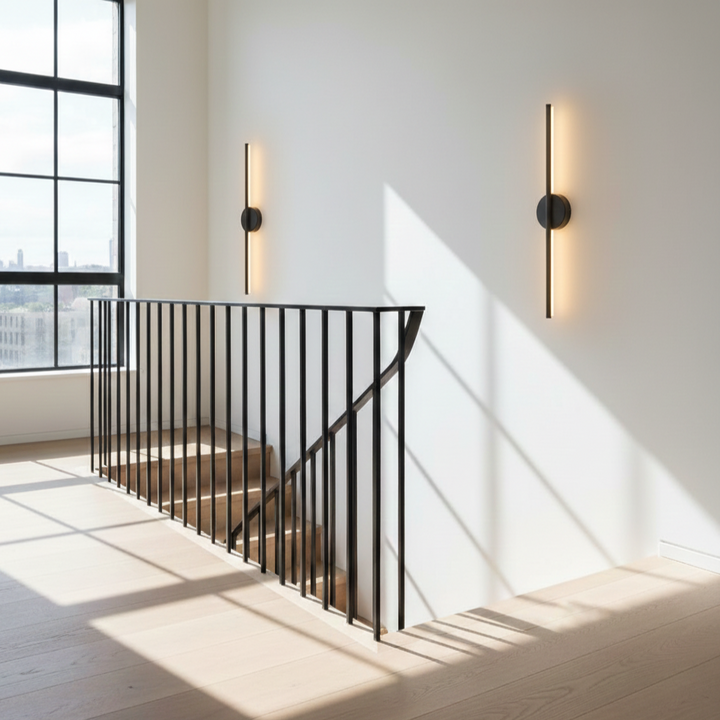 LED Wall Light | Modern Black &amp; Silver | 3000K Warm White | 60cm &amp; 70cm | Indoor