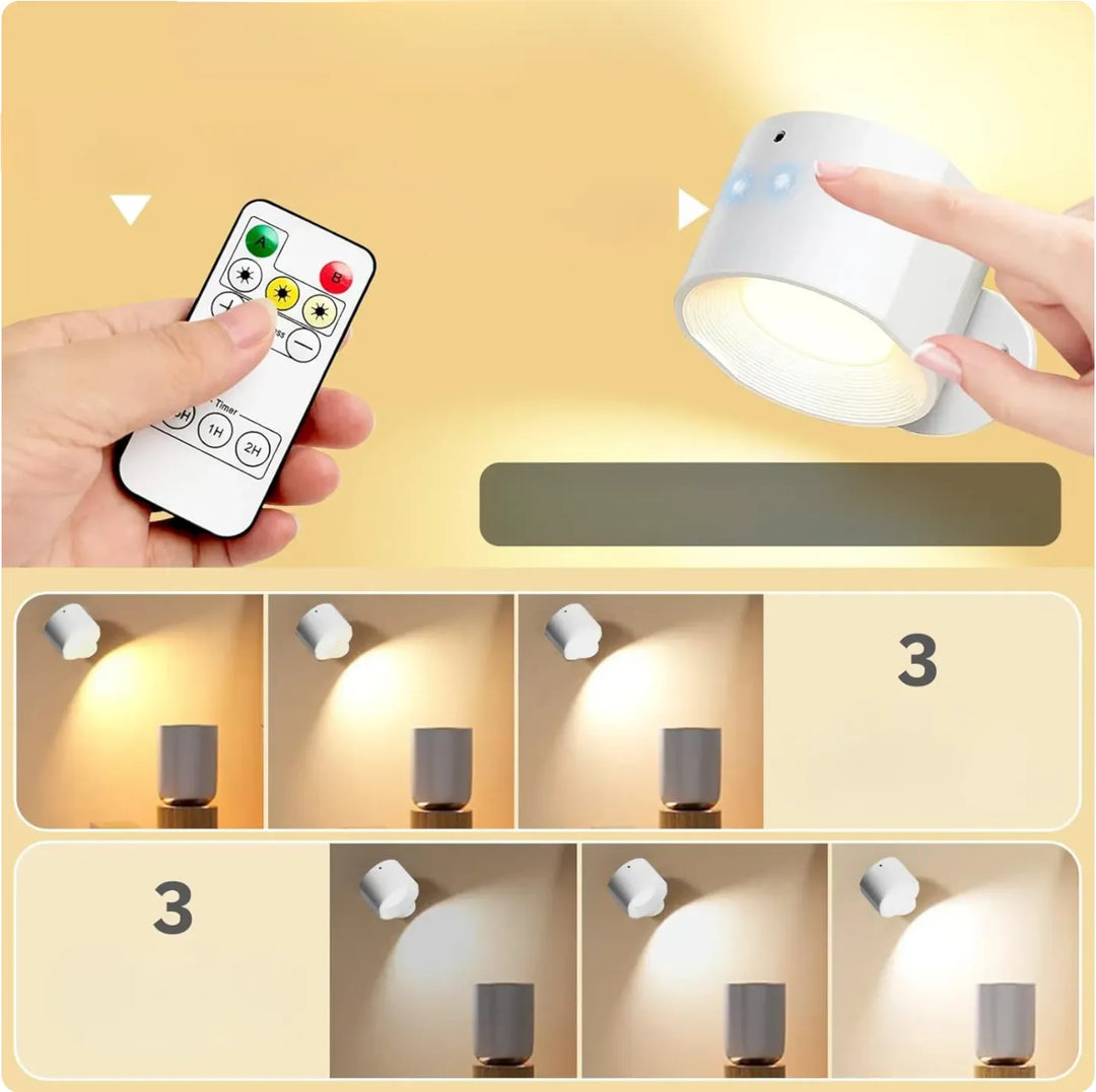 LED Wall Light with No-Drill Mounting | Cable-Free Fixing | Warm Glow for Bedroom, Living Room and Hallway Use