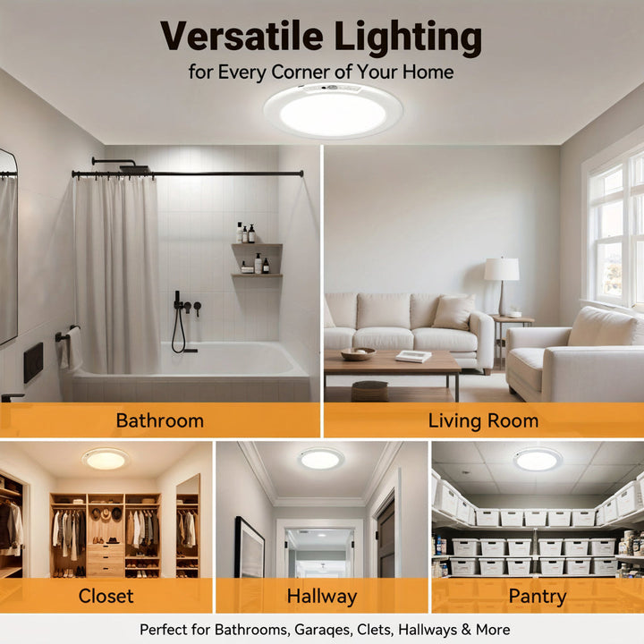 Motion Sensor Ceiling Light Rechargeable LED | Flush Mount Design with Remote Control | 10000mAh Battery, Wireless USB Charging 2
