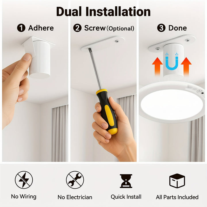 Motion Sensor Ceiling Light Rechargeable LED | Flush Mount Design with Remote Control | 10000mAh Battery, Wireless USB Charging 5