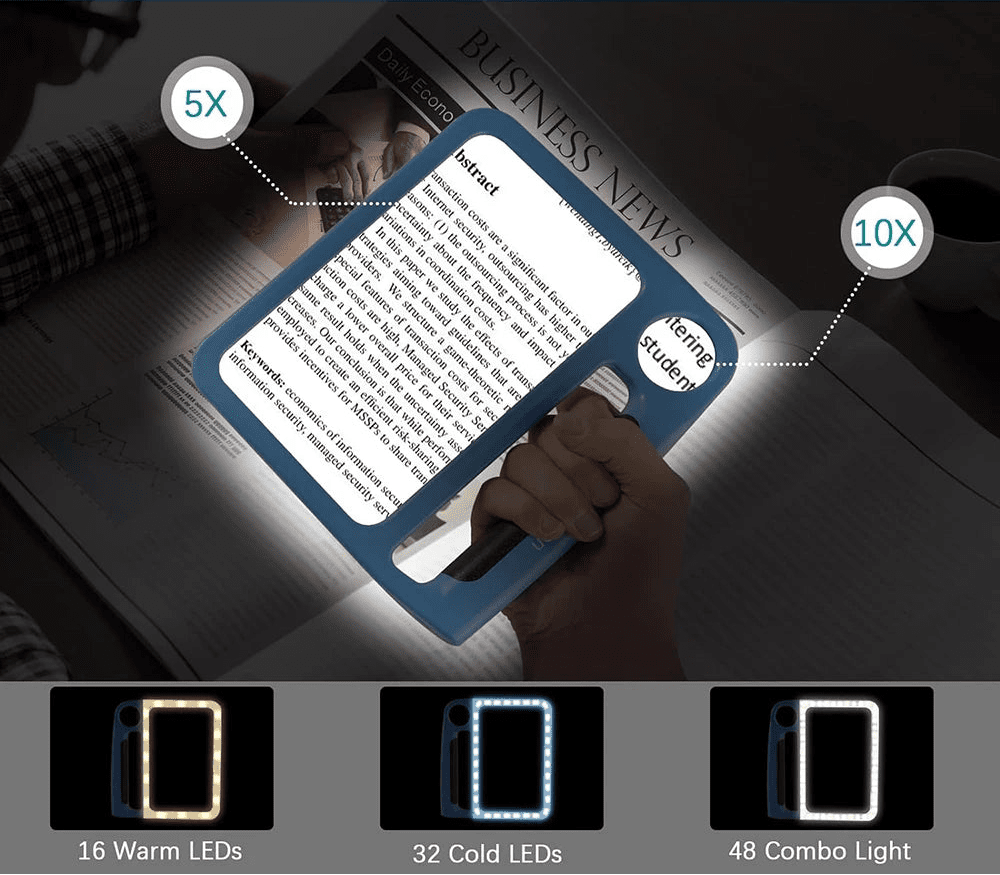 LED Reading Magnifier – 5x &amp; 10x with USB Charging 6