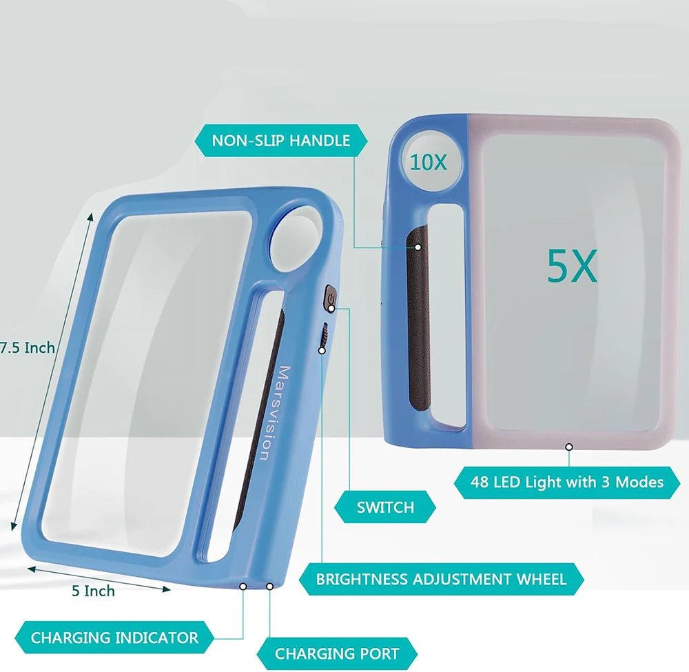 LED Reading Magnifier – 5x &amp; 10x with USB Charging 7