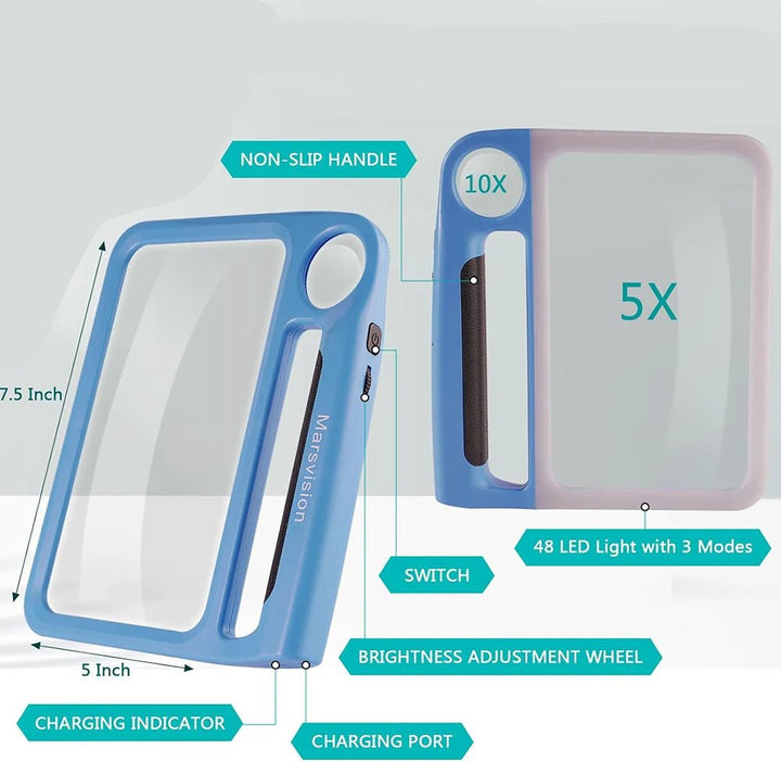 LED Reading Magnifier – 5x &amp; 10x with USB Charging 7