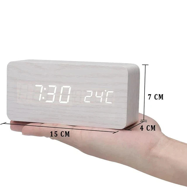 LED Smart Alarm Clock | Modern Voice-Controlled Wooden Design 11