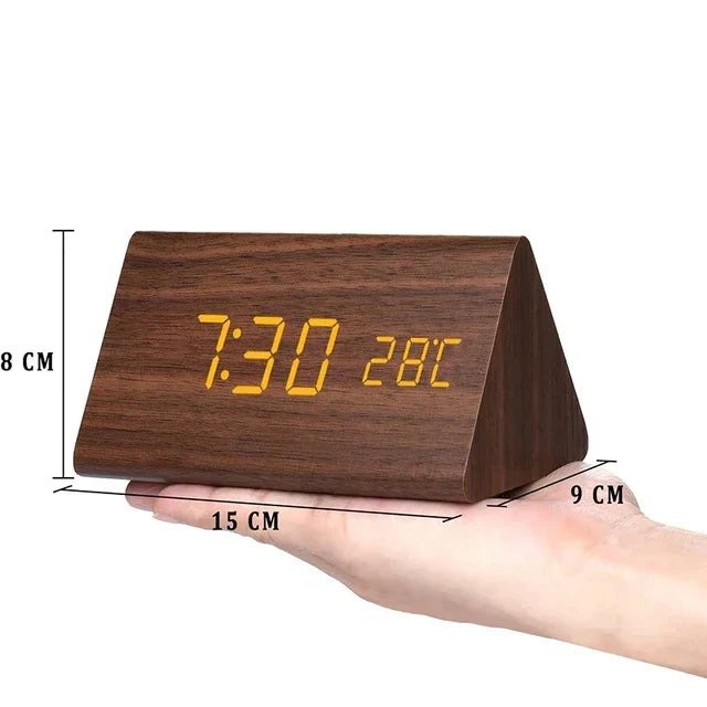 LED Smart Alarm Clock | Modern Voice-Controlled Wooden Design 4