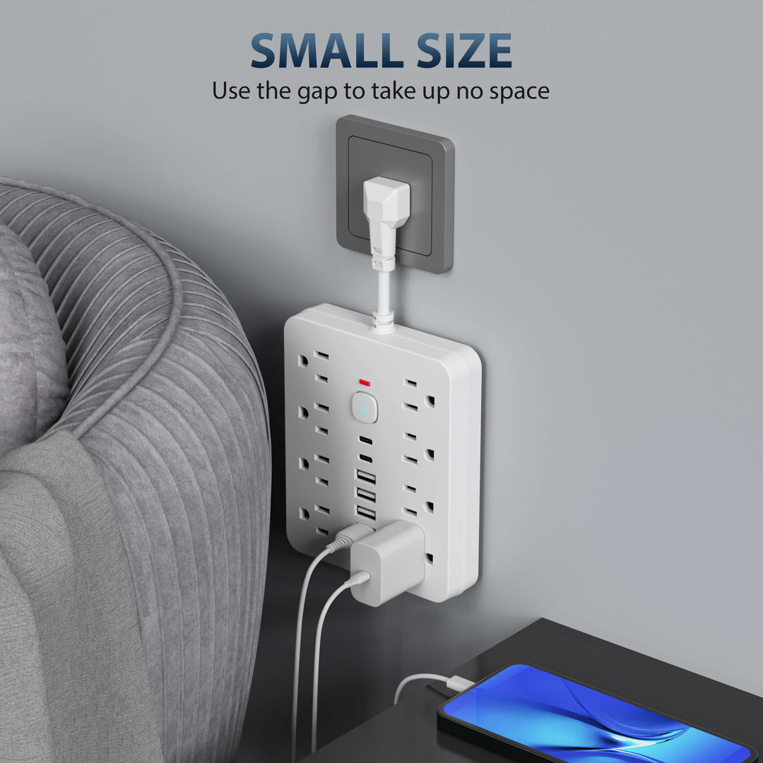 14-In-1 Power Strip Surge Protector | 8 AC, 4 USB, 2 Type-C Ports | Compact Flame-Retardant Overload Protection 5